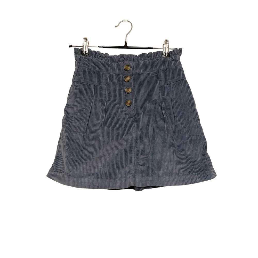 American Eagle Corduroy Mini Skirt Size Small Blue Gray Paperbag‎ Pullon NWT